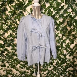 New coquette kawaii light blue button down blouse